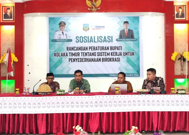 Sekda Koltim Buka Sosialisasi Rancangan Perbub Sistem Kerja, Ingatkan Pejabat Fokus pada Tugas dan Pekerjaan